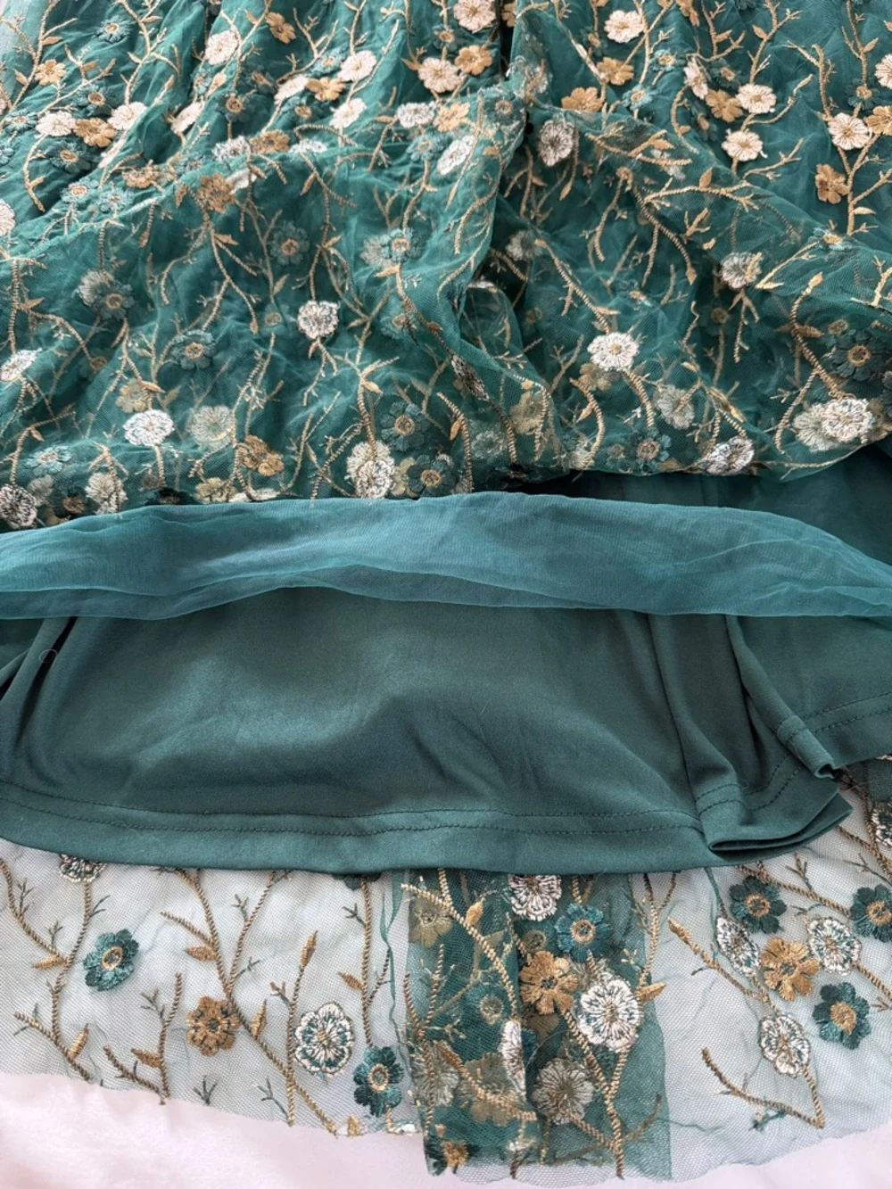 Baltic Born Arabella Embroidered Tulle Maxi Dress Size XL Dark Green and Gold - Picture 13 of 13